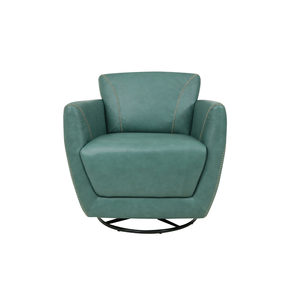 Kit 2 Poltronas Decorativas Valentina Sala de Estar Giratória Couro Azul Turquesa Manchado G40 - Gran Belo