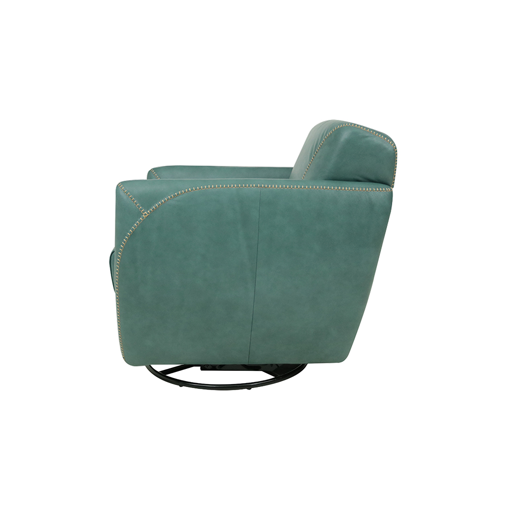 Kit 2 Poltronas Decorativas Valentina Sala de Estar Giratória Couro Azul Turquesa Manchado G40 - Gran Belo