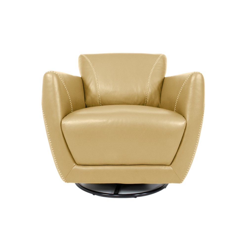 Kit 2 Poltronas Decorativas Valentina Sala de Estar Giratória Couro Bege G40 - Gran Belo