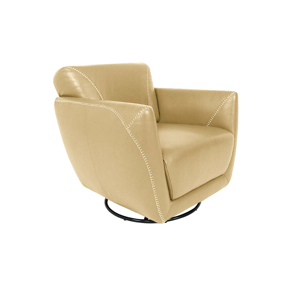 Kit 2 Poltronas Decorativas Valentina Sala de Estar Giratória Couro Bege G40 - Gran Belo