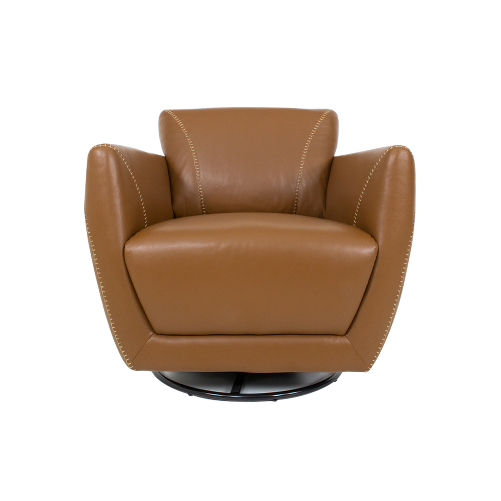 Kit 2 Poltronas Decorativas Valentina Sala de Estar Giratória Couro Caramelo Brilho G40 - Gran Belo