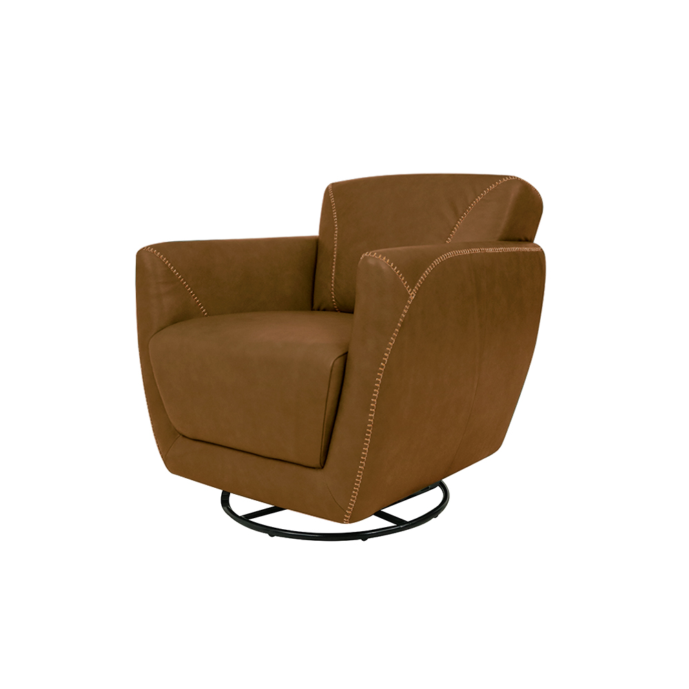 Kit 2 Poltronas Decorativas Valentina Sala de Estar Giratória Couro Caramelo Manchado G40 - Gran Belo