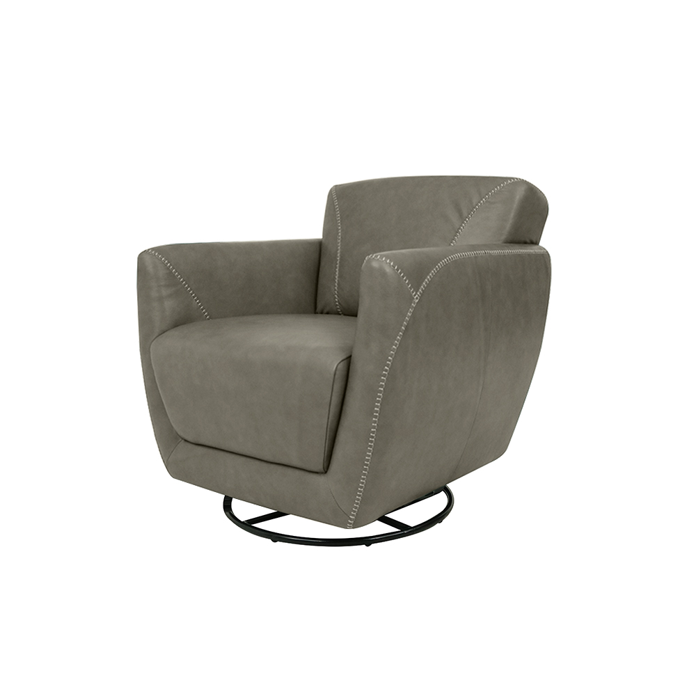 Kit 2 Poltronas Decorativas Valentina Sala de Estar Giratória Couro Chumbo Manchado G40 - Gran Belo
