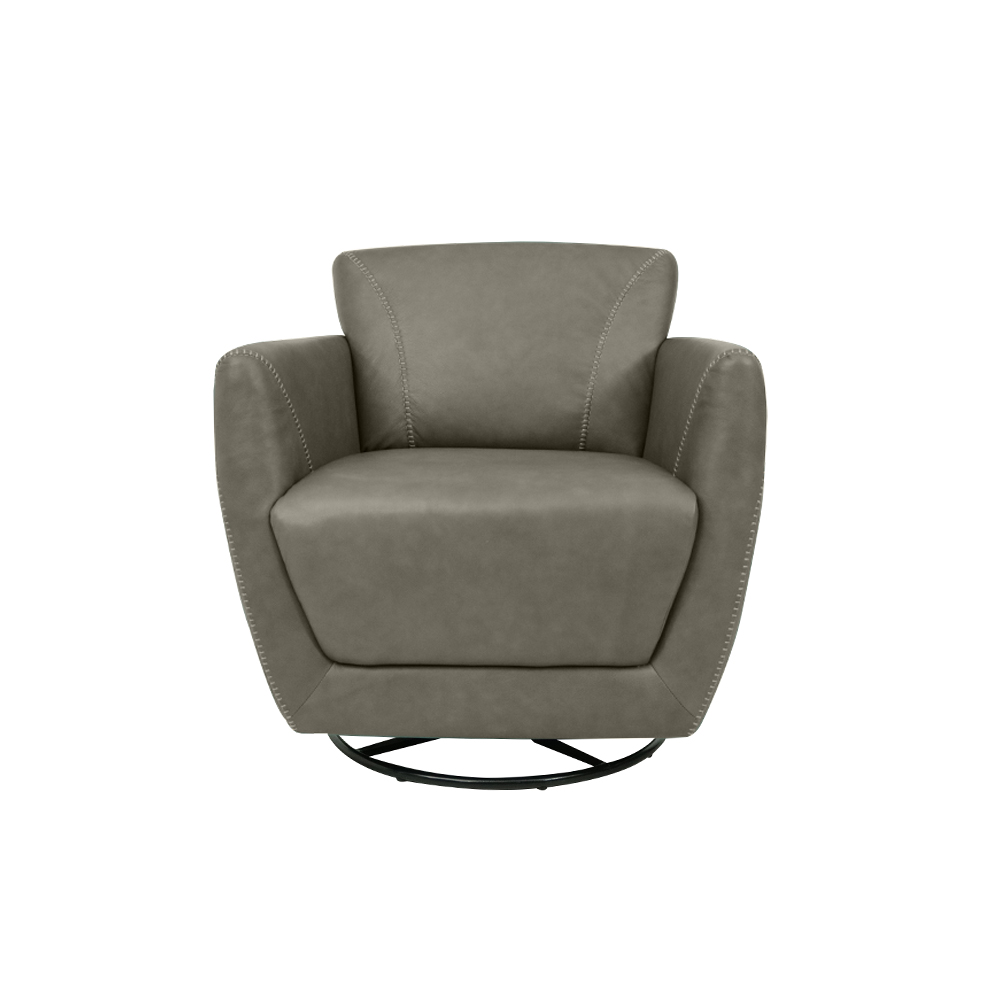 Kit 2 Poltronas Decorativas Valentina Sala de Estar Giratória Couro Chumbo Manchado G40 - Gran Belo