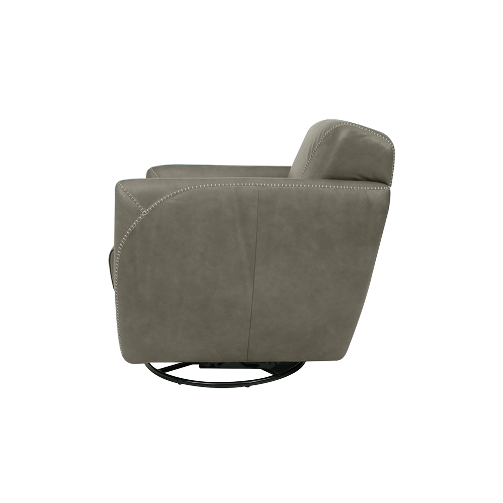 Kit 2 Poltronas Decorativas Valentina Sala de Estar Giratória Couro Chumbo Manchado G40 - Gran Belo