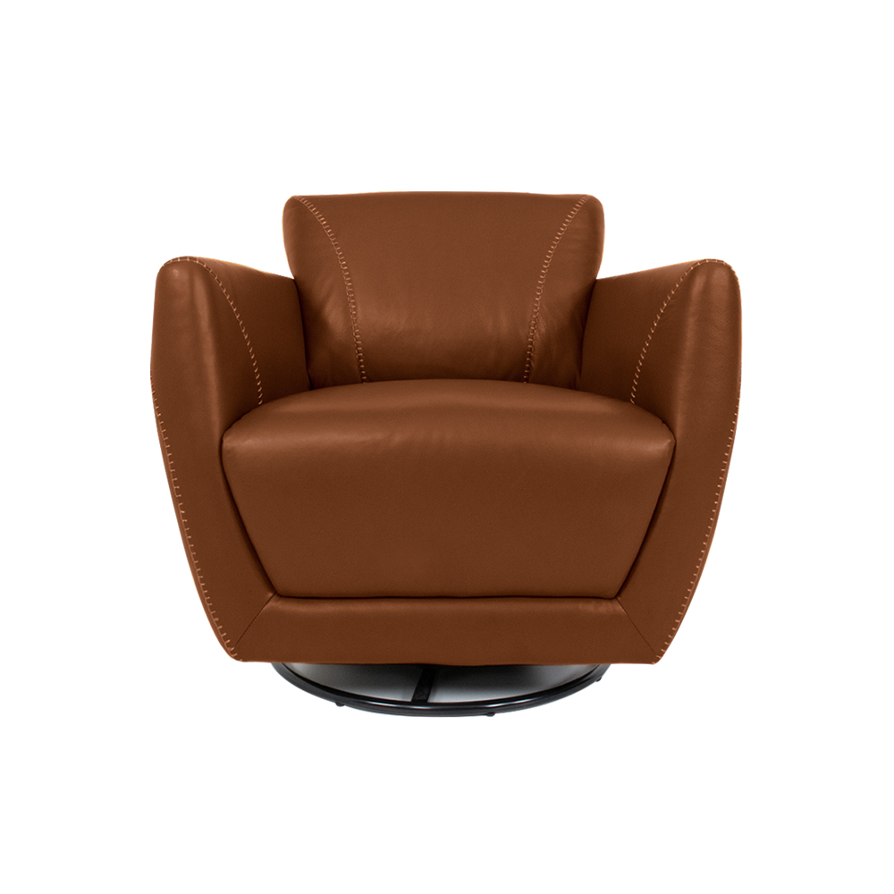 Kit 2 Poltronas Decorativas Valentina Sala de Estar Giratória Couro Conhaque Brilho G40 - Gran Belo