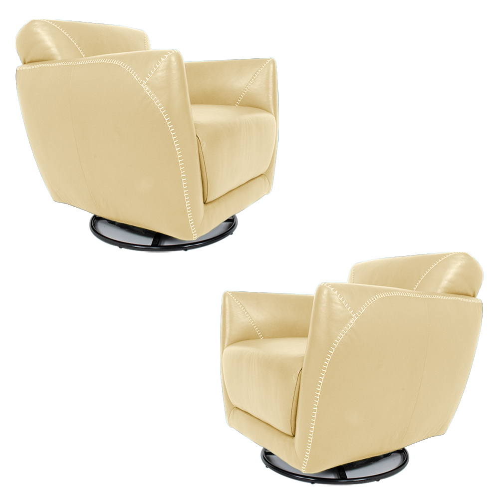 Kit 2 Poltronas Decorativas Valentina Sala de Estar Giratória Couro Creme G40 - Gran Belo