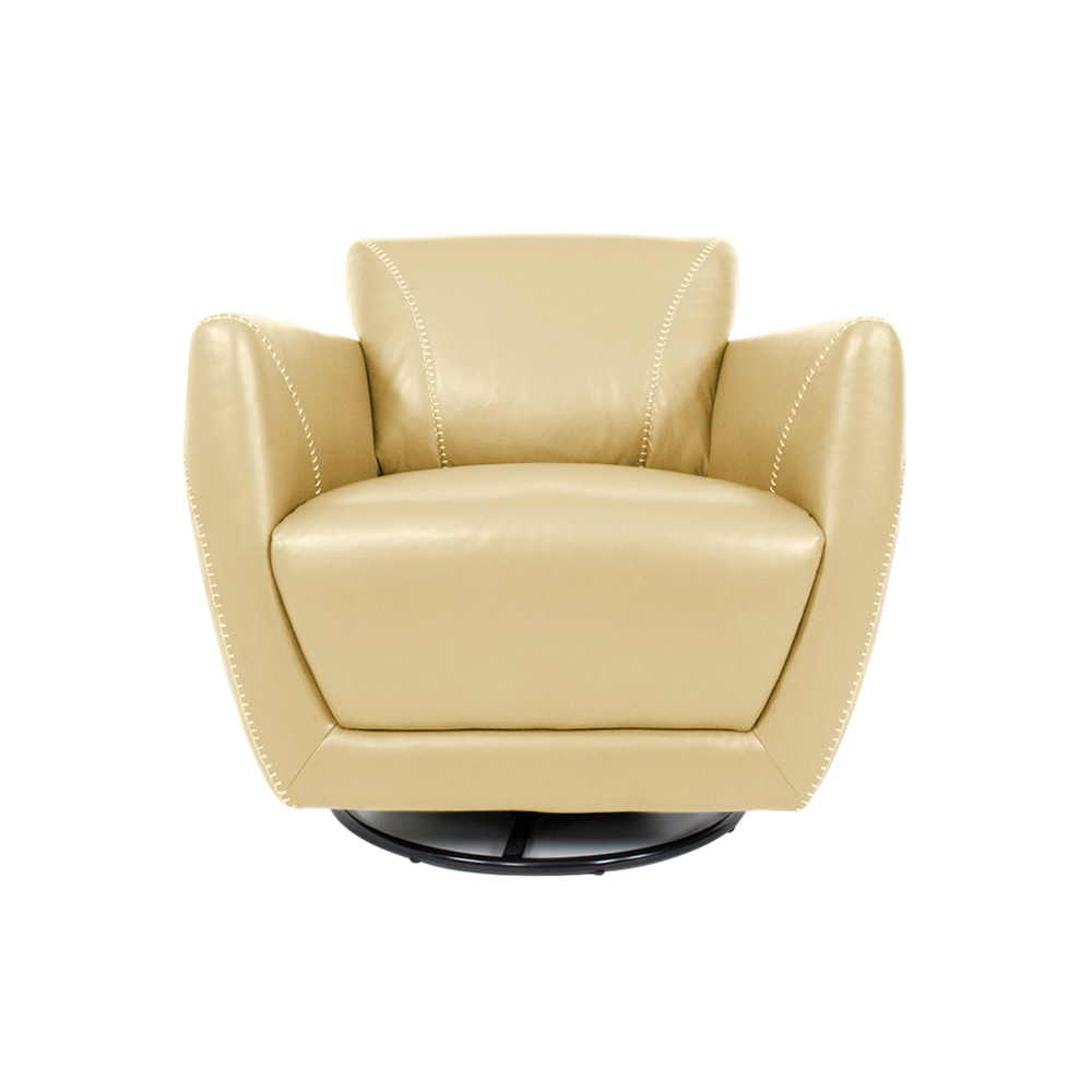 Kit 2 Poltronas Decorativas Valentina Sala de Estar Giratória Couro Creme G40 - Gran Belo