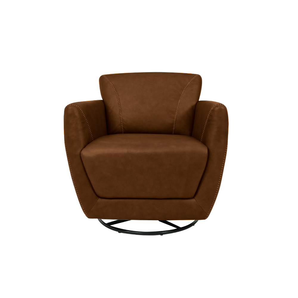 Kit 2 Poltronas Decorativas Valentina Sala de Estar Giratória Couro Marrom Chocolate Manchado G40 - Gran Belo