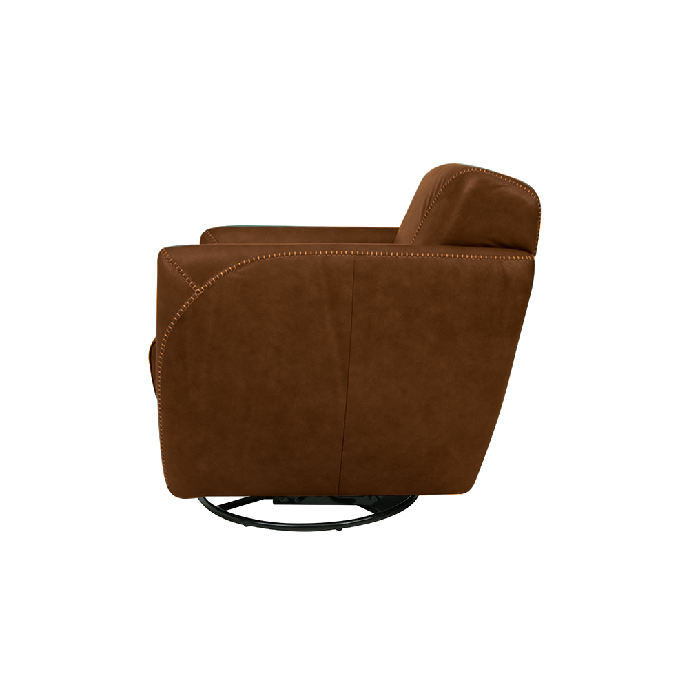 Kit 2 Poltronas Decorativas Valentina Sala de Estar Giratória Couro Marrom Chocolate Manchado G40 - Gran Belo
