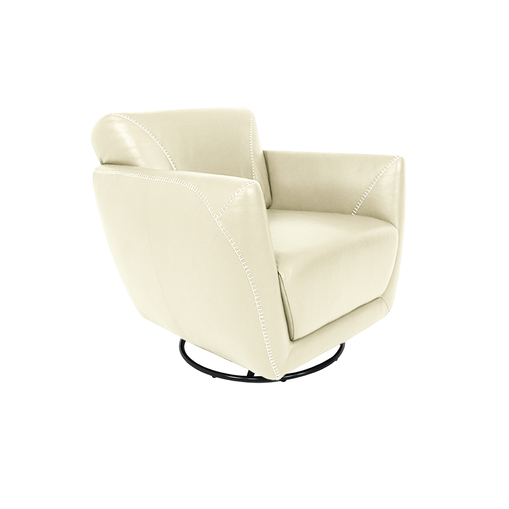 Kit 2 Poltronas Decorativas Valentina Sala de Estar Giratória Couro Off White G40 - Gran Belo