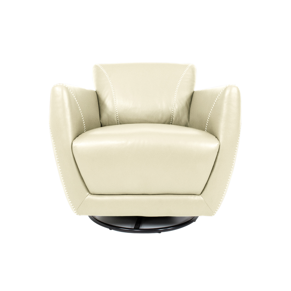 Kit 2 Poltronas Decorativas Valentina Sala de Estar Giratória Couro Off White G40 - Gran Belo