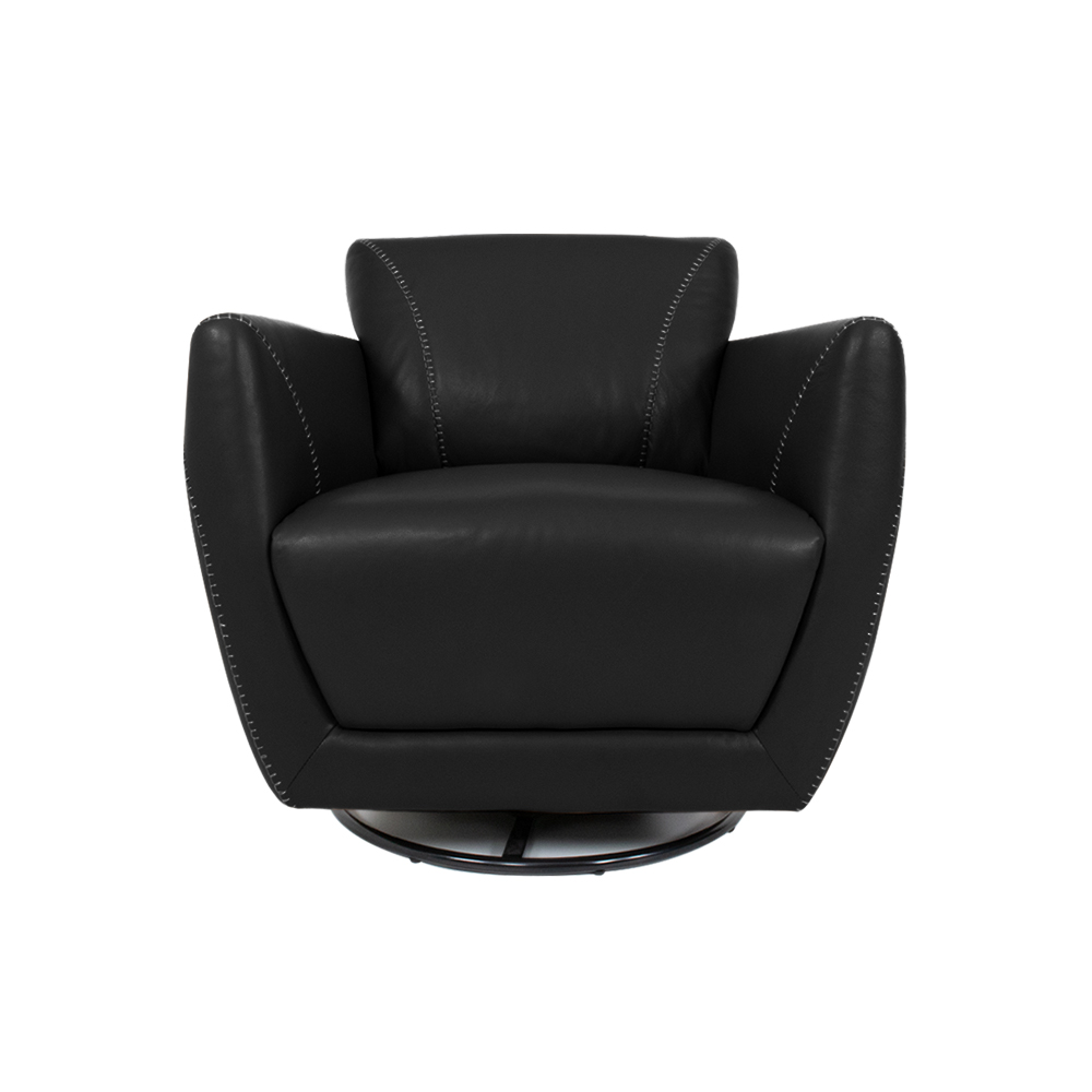 Kit 2 Poltronas Decorativas Valentina Sala de Estar Giratória Couro Preto G40 - Gran Belo