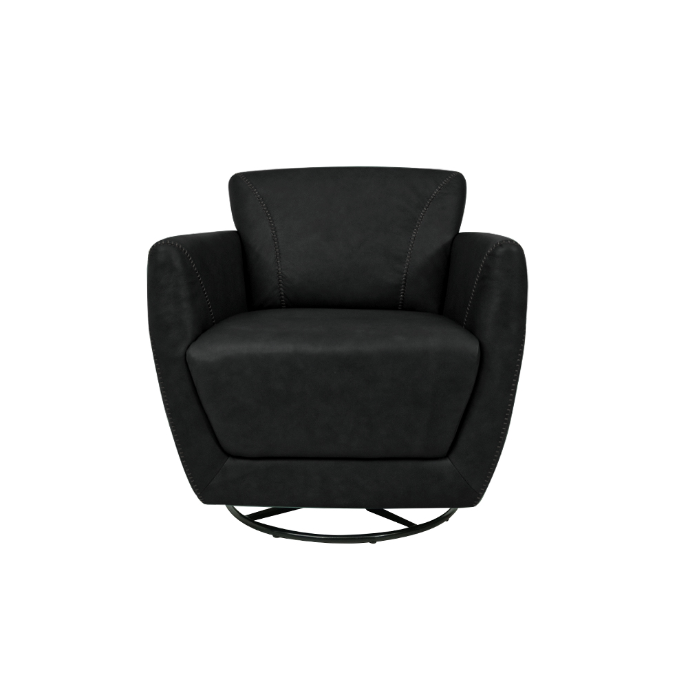 Kit 2 Poltronas Decorativas Valentina Sala de Estar Giratória Couro Preto Manchado G40 - Gran Belo