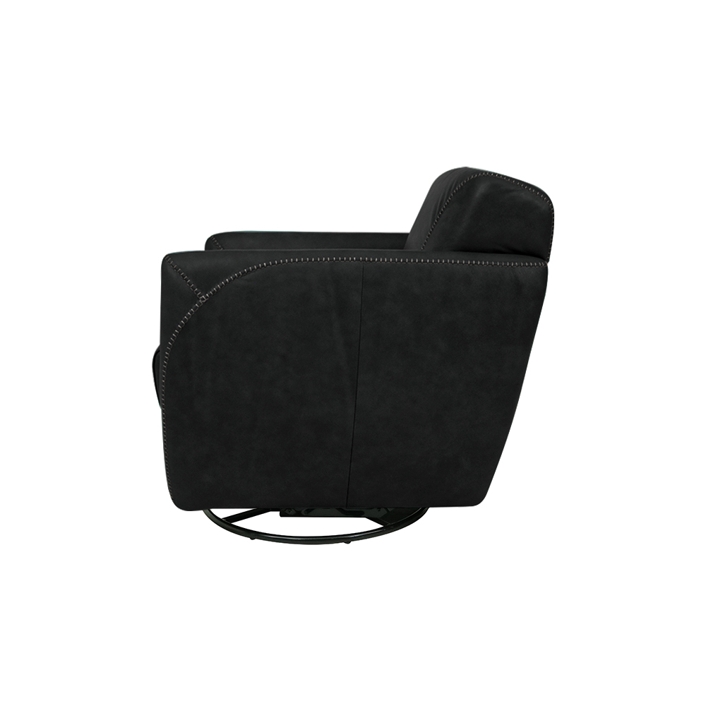 Kit 2 Poltronas Decorativas Valentina Sala de Estar Giratória Couro Preto Manchado G40 - Gran Belo