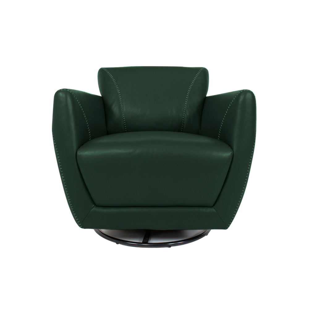 Kit 2 Poltronas Decorativas Valentina Sala de Estar Giratória Couro Verde Brilho G40 - Gran Belo
