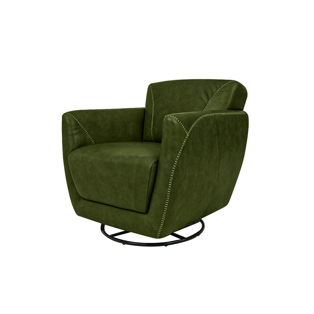 Kit 2 Poltronas Decorativas Valentina Sala de Estar Giratória Couro Verde Manchado G40 - Gran Belo