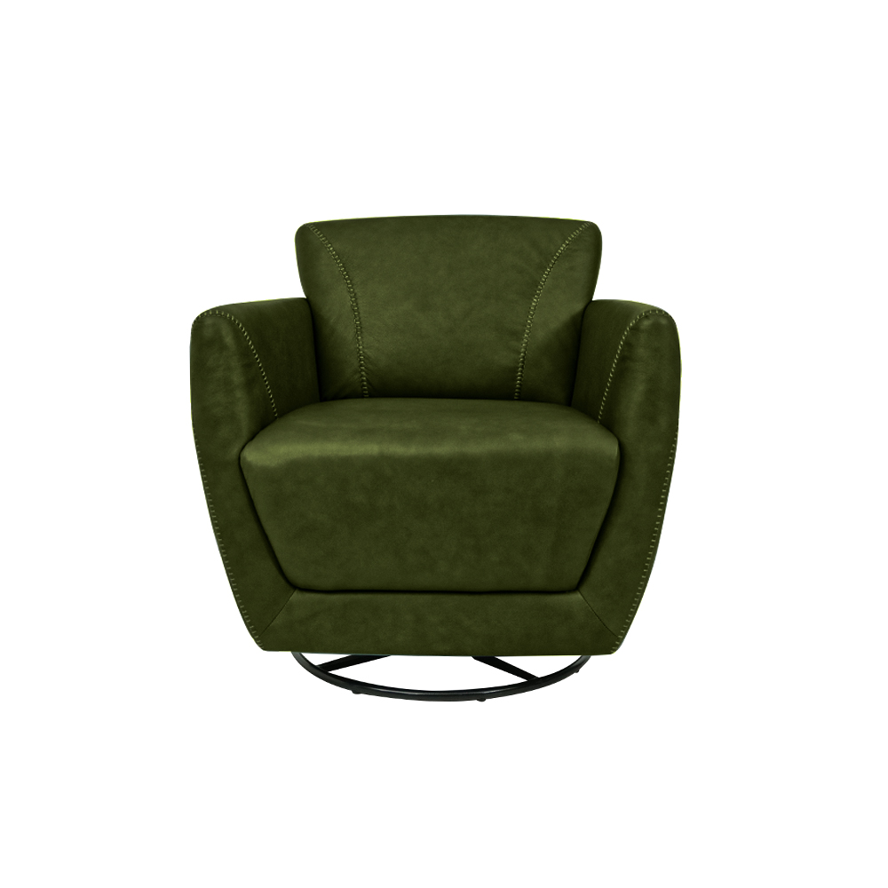 Kit 2 Poltronas Decorativas Valentina Sala de Estar Giratória Couro Verde Manchado G40 - Gran Belo