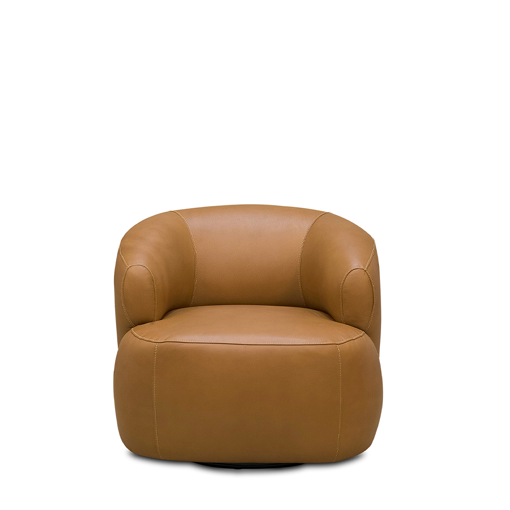 Kit 2 Poltronas Decorativas Verona Sala de Estar Base Giratória em Aço Couro Caramelo G88 - Gran Belo