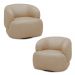 Kit 2 Poltronas Decorativas Verona Sala de Estar Base Giratória em Aço Couro Nude G88 - Gran Belo