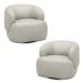 Kit 2 Poltronas Decorativas Verona Sala de Estar Base Giratória em Aço Couro Off White G88 - Gran Belo