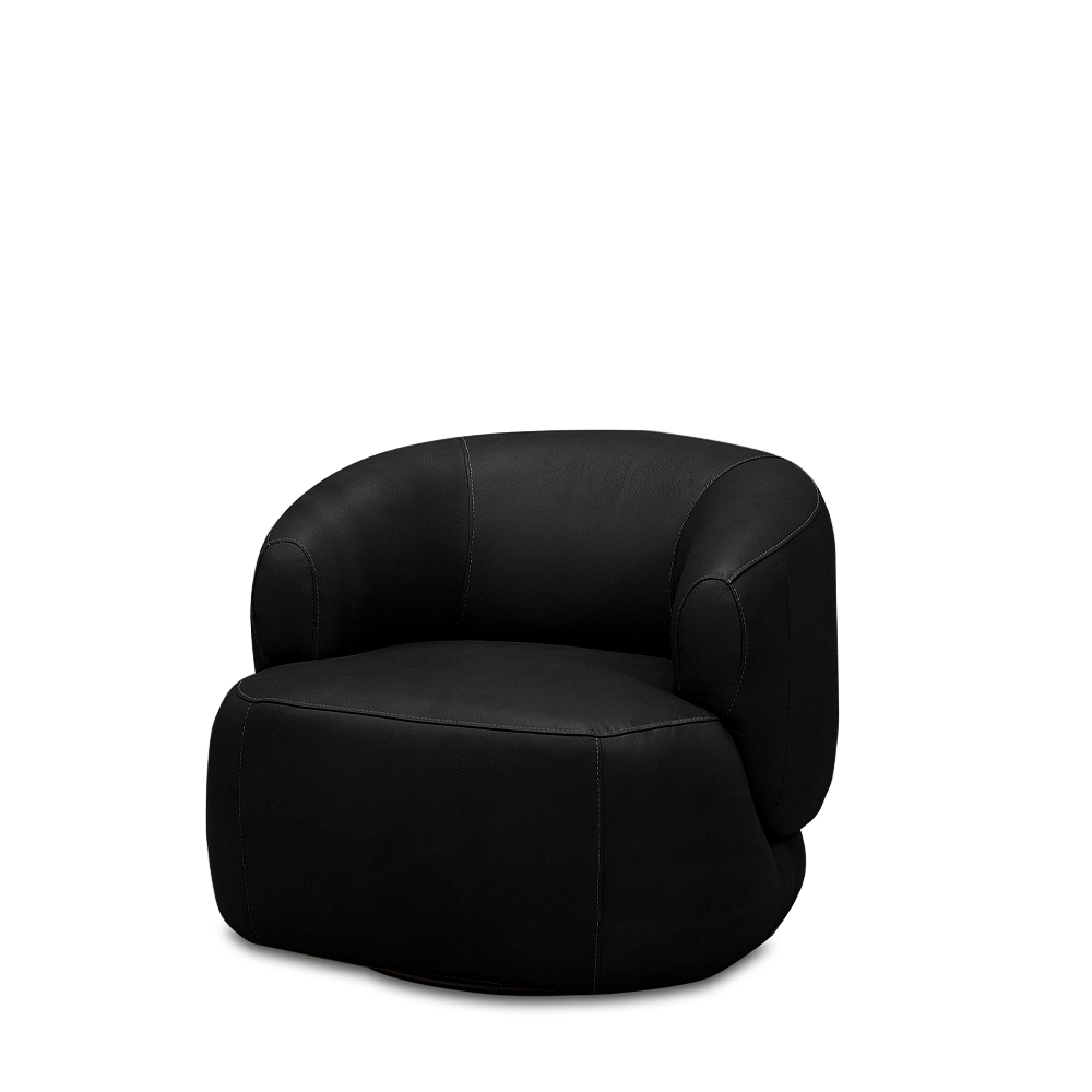Kit 2 Poltronas Decorativas Verona Sala de Estar Base Giratória em Aço Couro Preto G88 - Gran Belo
