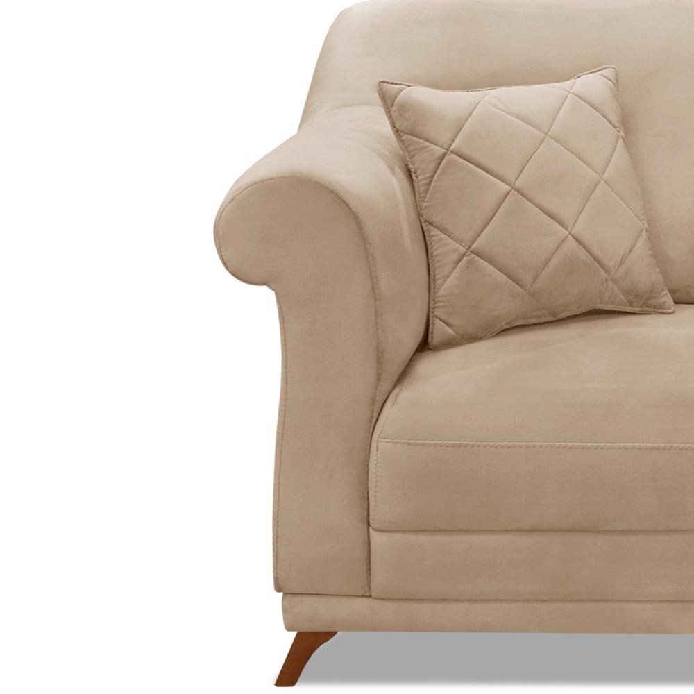 Kit 2 Poltronas Decorativas com 2 Almofadas Armstrong Suede Bege G63 - Gran Belo