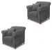 Kit 2 Poltronas Decorativas com 2 Almofadas Armstrong Suede Cinza G63 - Gran Belo