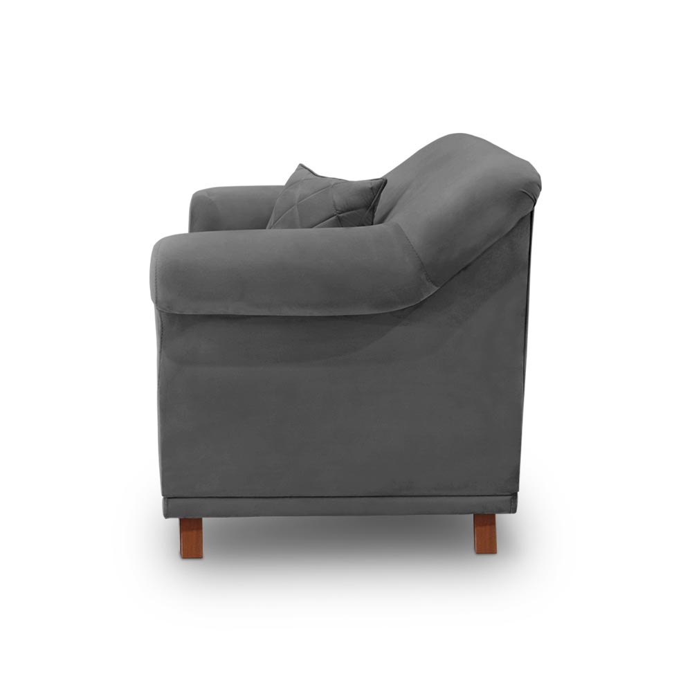 Kit 2 Poltronas Decorativas com 2 Almofadas Armstrong Suede Cinza G63 - Gran Belo