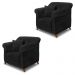 Kit 2 Poltronas Decorativas com 2 Almofadas Armstrong Suede Preto G63 - Gran Belo
