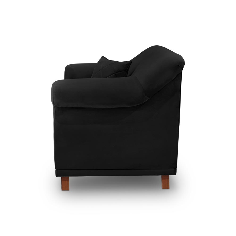 Kit 2 Poltronas Decorativas com 2 Almofadas Armstrong Suede Preto G63 - Gran Belo