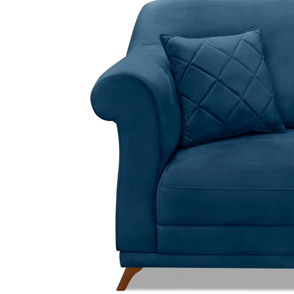Kit 2 Poltronas Decorativas com 2 Almofadas Armstrong Veludo Azul Marinho G63 - Gran Belo