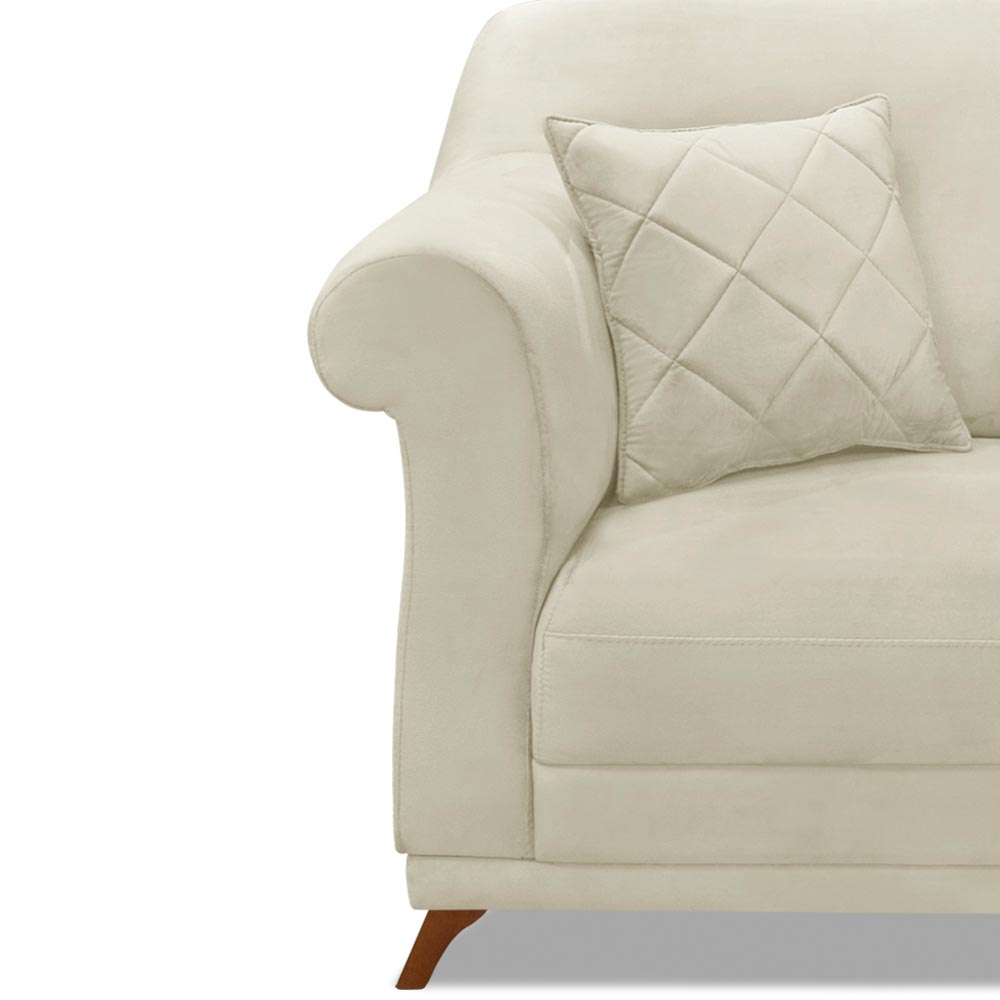 Kit 2 Poltronas Decorativas com 2 Almofadas Armstrong Veludo Bege G63 - Gran Belo