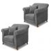 Kit 2 Poltronas Decorativas com 2 Almofadas Armstrong Veludo Cinza G63 - Gran Belo