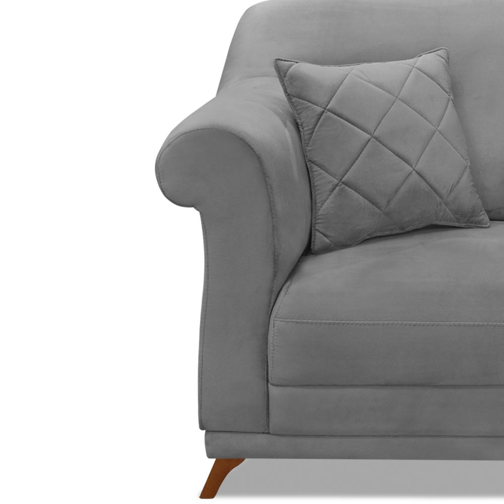 Kit 2 Poltronas Decorativas com 2 Almofadas Armstrong Veludo Cinza G63 - Gran Belo