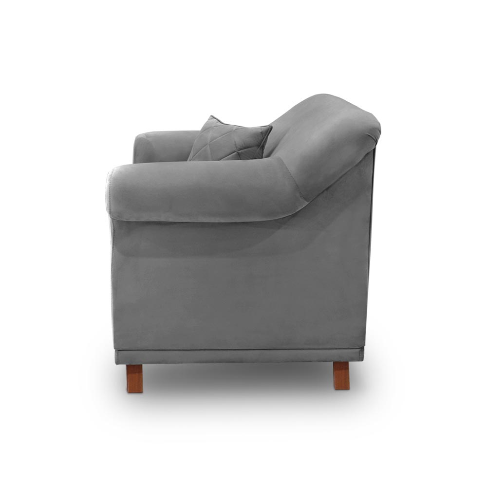 Kit 2 Poltronas Decorativas com 2 Almofadas Armstrong Veludo Cinza G63 - Gran Belo