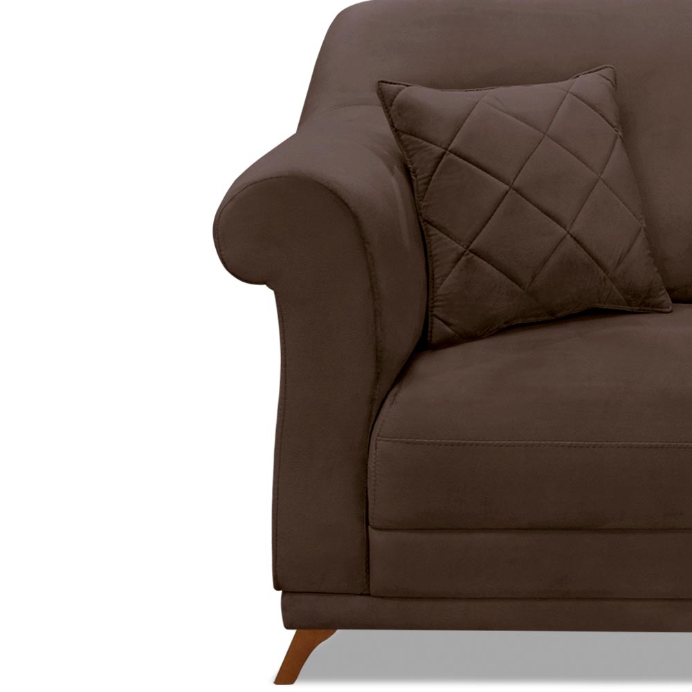 Kit 2 Poltronas Decorativas com 2 Almofadas Armstrong Veludo Marrom G63 - Gran Belo