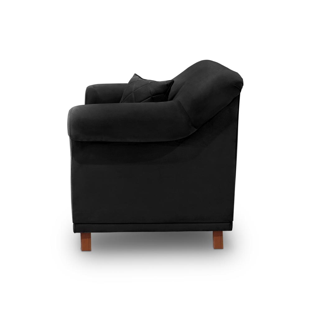 Kit 2 Poltronas Decorativas com 2 Almofadas Armstrong Veludo Preto G63 - Gran Belo