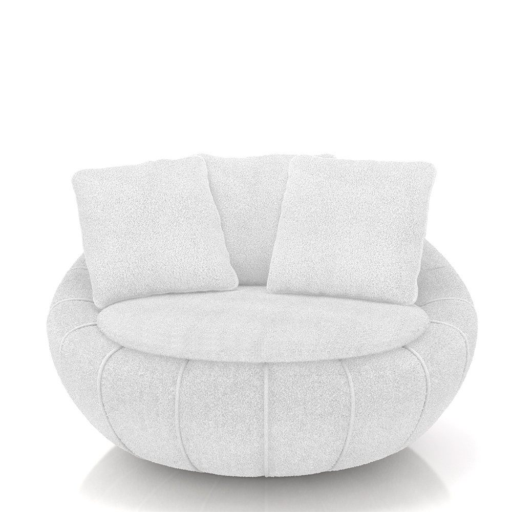 Kit 2 Poltronas Giratória Sala de Estar com Almofadas Afrodite Branco Bouclê G45 - Gran Belo