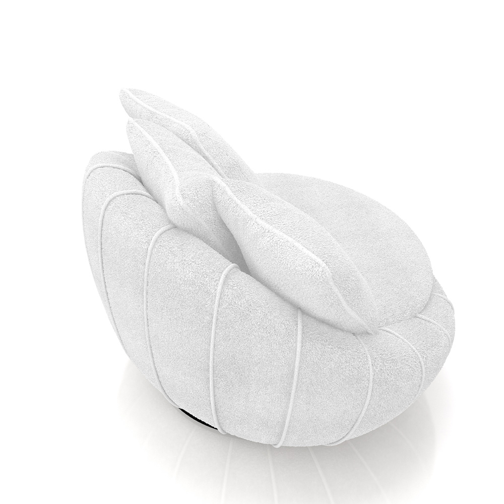 Kit 2 Poltronas Giratória Sala de Estar com Almofadas Afrodite Branco Bouclê G45 - Gran Belo