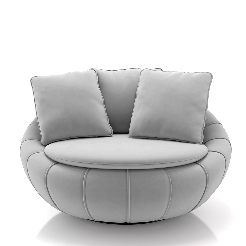 Kit 2 Poltronas Giratória Sala de Estar com Almofadas Afrodite Cinza Veludo G45 - Gran Belo