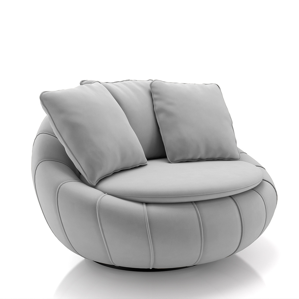 Kit 2 Poltronas Giratória Sala de Estar com Almofadas Afrodite Cinza Veludo G45 - Gran Belo