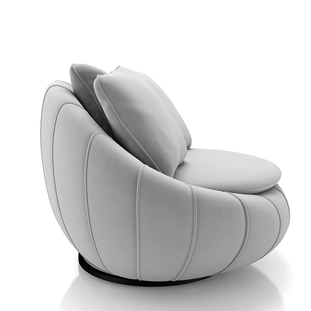 Kit 2 Poltronas Giratória Sala de Estar com Almofadas Afrodite Cinza Veludo G45 - Gran Belo