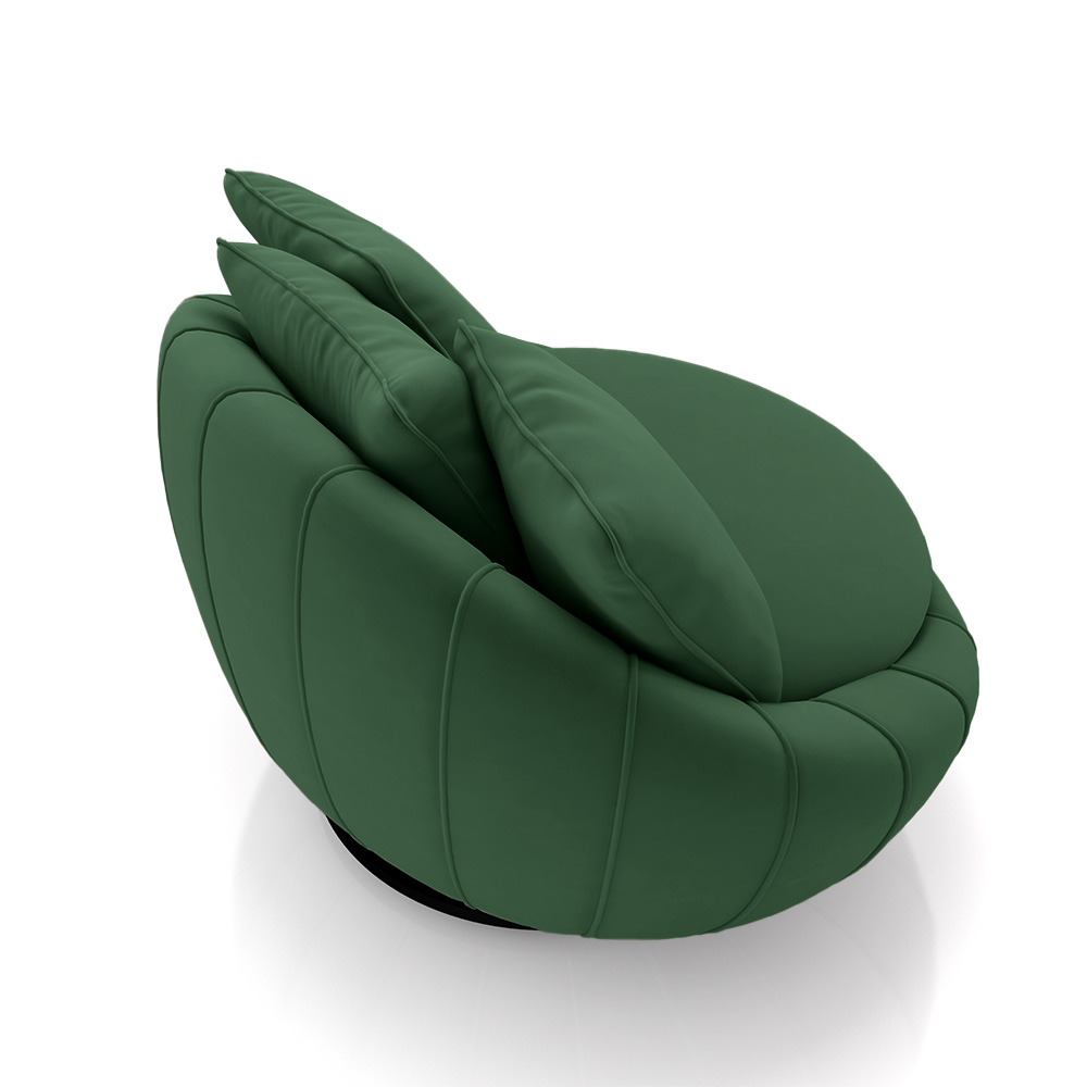 Kit 2 Poltronas Giratória Sala de Estar com Almofadas Afrodite Verde Veludo G45 - Gran Belo