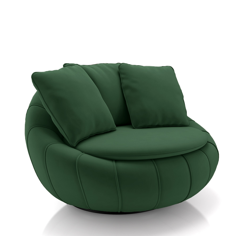 Kit 2 Poltronas Giratória Sala de Estar com Almofadas Afrodite Verde Veludo G45 - Gran Belo