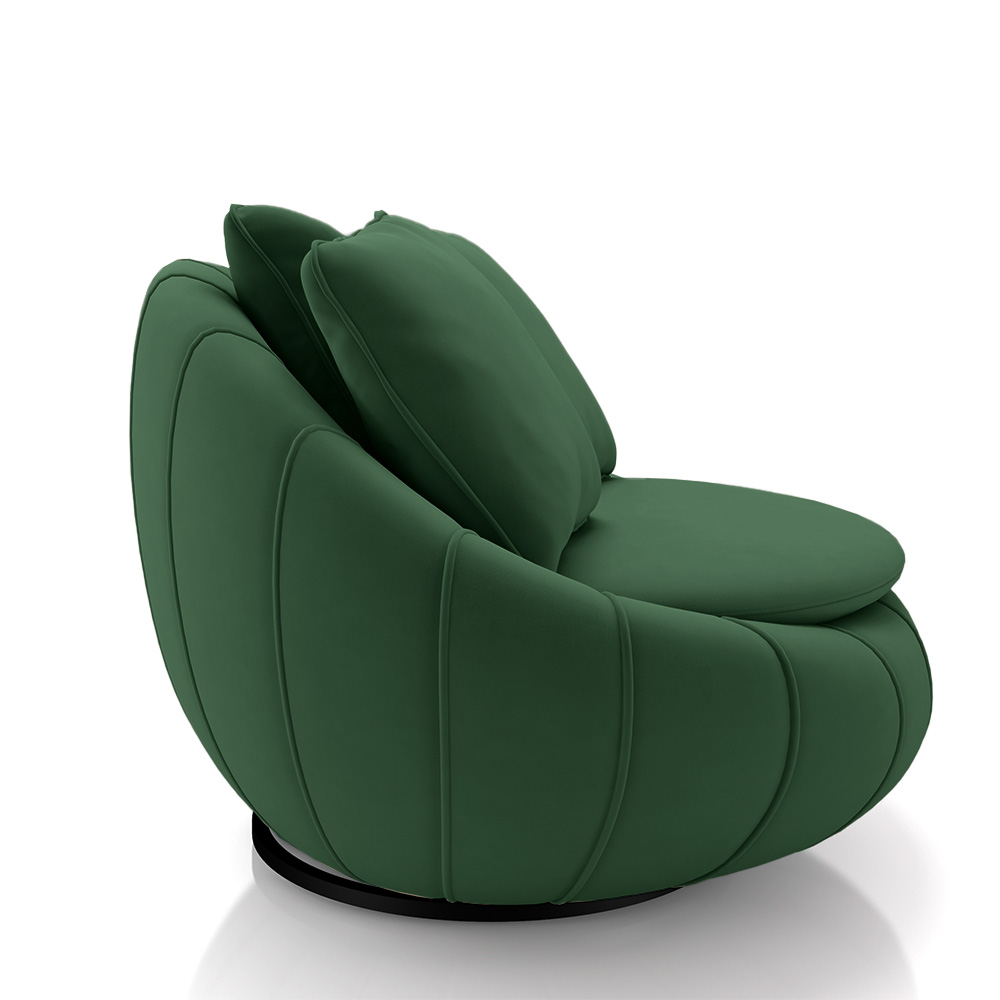 Kit 2 Poltronas Giratória Sala de Estar com Almofadas Afrodite Verde Veludo G45 - Gran Belo