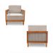 Kit 2 Poltronas Sala de Estar Pés Madeira Maciça Corda Náutica Preta 75cm Manila Linho Areia Rústico G63 - Gran Belo