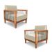 Kit 2 Poltronas Sala de Estar Pés Madeira Maciça Corda Náutica Preta 75cm Manila PU Bege G63 - Gran Belo