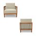 Kit 2 Poltronas Sala de Estar Pés Madeira Maciça Corda Náutica Preta 75cm Manila PU Bege G63 - Gran Belo