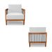Kit 2 Poltronas Sala de Estar Pés Madeira Maciça Corda Náutica Preta 75cm Manila PU Branco G63 - Gran Belo
